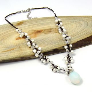 Moonstone Tears Pearl Glow Silk Thread Necklace (Thailand) Today $27