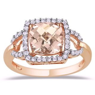 10k Pink Gold 2 1/4ct Morganite and 1/5ct TDW Diamond Ring (H I, I2 I3