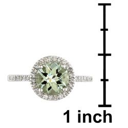 14k Gold Green Amethyst and 1/5ct TDW Diamond Ring
