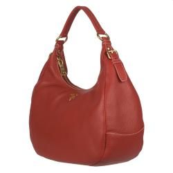 Prada Vitello Daino Red Leather Hobo Bag