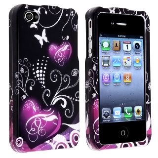 Black/ Purple Heart Snap on Case for Apple iPhone 4/ 4S