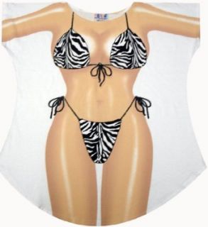 Zebra Bikini Cover up T shirt Ladys Fun Wear Clothing