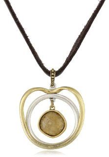 Lucky Brand Two Tone Double Circle Pendant Necklace