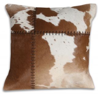 Marlo Lorenz Cow Hide Tan 16 inch Decorative Pillow