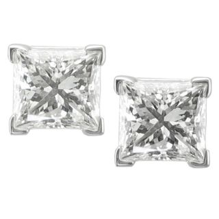 14k White Gold 2ct TDW Princess cut Diamond Stud Earrings MSRP $