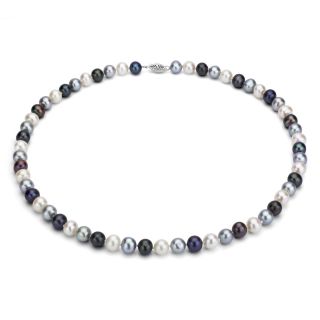 DaVonna Silver Multi Dark FW Pearl 24 inch Necklace (7.5 8 mm) MSRP $