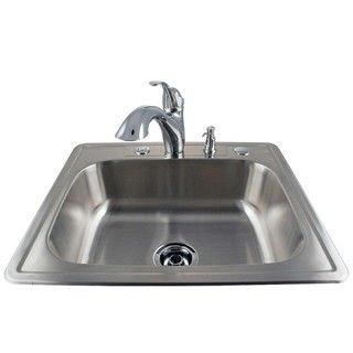 Drop in Stainless Kitchen Sink and Chrome Faucet Kit