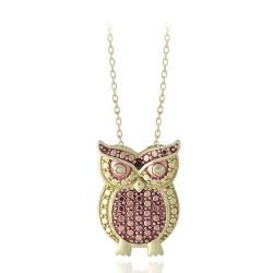 DB Designs 18k Yellow Gold over Sterling Silver Red Diamond Owl