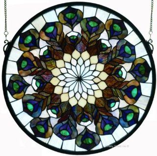 Peacock Feather Medallion Tiffany Stained Glass Window