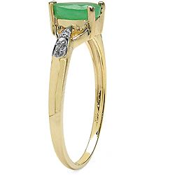 Malaika 10k Yellow Gold Emerald and Diamond Accent Ring
