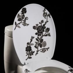 Black/ White Floral Designer Melamine Toilet Seat Cover