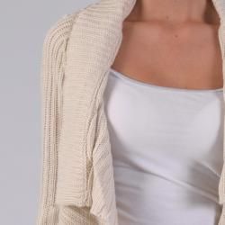 Ci Sono by Adi Juniors Cable Knit Ruffled Open front Cardigan