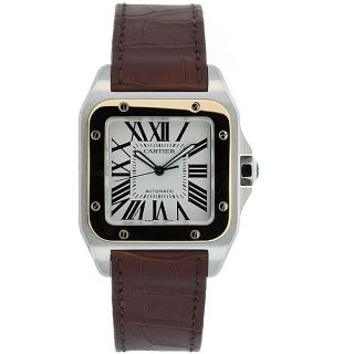 Cartier Mens Santos 18k Gold and Steel Automatic Watch