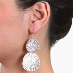 Silvertone Sand Dollar Design Dangle Earrings