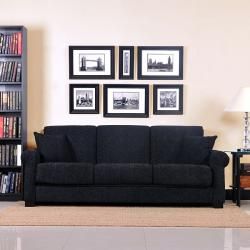 Portfolio Rio Convert a Couch Black Chenille Rolled Arm Futon Sofa