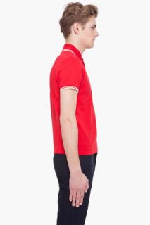 Moncler White Tipped Red Polo for men