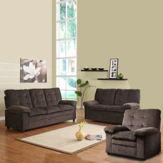 Sequoia Chocolate Chenille Tufted 3 piece Living Room Set Today $809