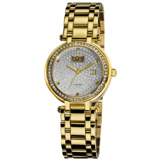Burgi Womens Stainless Steel Pave Pattern Diamond Bracelet Watch
