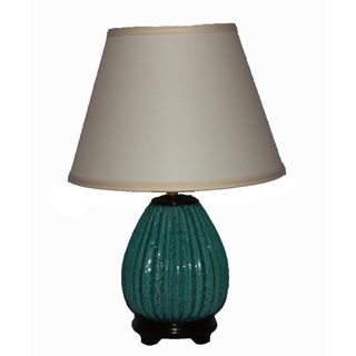 Ceramic Speckled Turquoise Ribbed Table Lamp