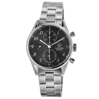 Tag Heuer Mens Carrera Black Dial Stainless Steel Chronograph Watch