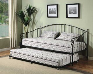 Matt Black Metal Twin Size Day Bed (Daybed) Frame with