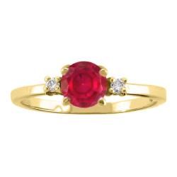 10k Gold July Birthstone Created Ruby and Diamond Ring
