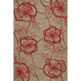 Hand tufted Copia Flower Beige Polyester Rug