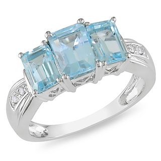 Miadora 14k White Gold Blue Topaz and Diamond Accent Ring
