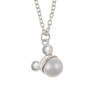 Disneys Mickey Mouse Sterling Silver Faux Pearl Necklace