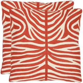 Tiger Stripes 22 inch Embroidered Orange Decorative Pillows (Set of 2