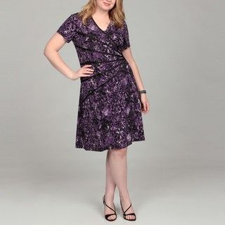 Connected Apparel Womens Plus Size Scroll printed Sunburst Dress