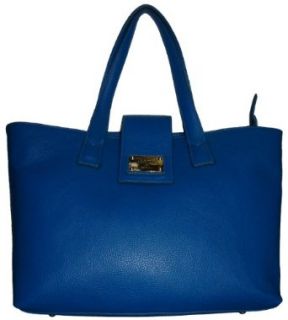 Womens Valentina Large Genuine Leather Tote Handbag (Blue