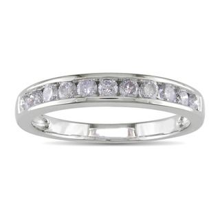 Miadora 14k White Gold 1/2ct TDW Diamond Semi eternity Ring (H I, I2