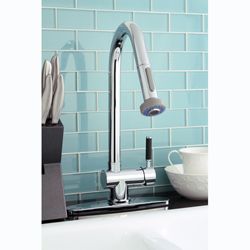 Kitchen Chrome Single Handle Faucet with Pull Down Spout Today $109