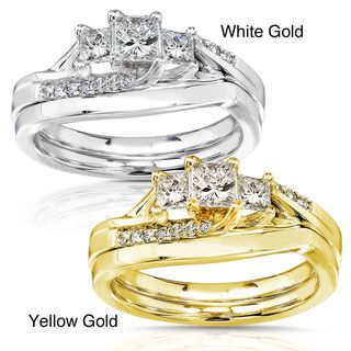 14k Gold 1/2ct TDW Diamond Princess Cut Bridal Ring Set