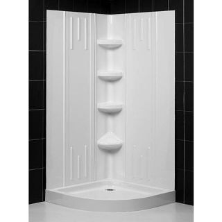 DreamLine Shower Back Wall and Quarter Round 32 inch Shower Tray Combo