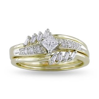Miadora 14k Yellow Gold 3/8ct TDW Diamond Bridal Ring Set (G H, I1