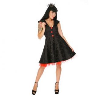 Voodoo Vixen Kleid ROSES DRA2127 black red Bekleidung