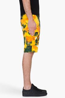 adidas Originals By O.C. Yellow Blotch Print Cargo Shorts for men