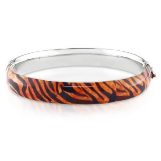 Sterling Silver Tiger Stripe Animal Bangle Bracelet
