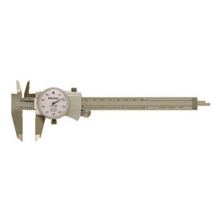 Mitutoyo 505 689 Dial Caliper, 6 In, White, 0.100/Rev