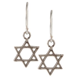 Silver plated Star of David Hook Earrings (Israel)