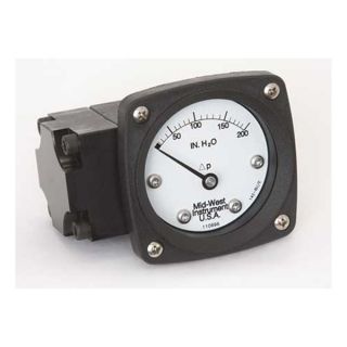 Midwest Instrument 142 AA 00 OO 200H Differential Pressure Gauge, 200 In WC