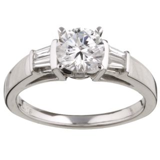 14k Gold CZ and 1/6ct TDW Diamond Engagement Ring