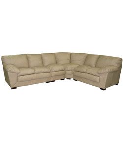 Taupe 6 seat Leather Sectional Sofa
