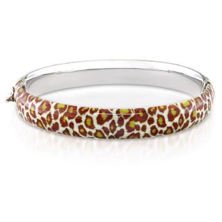 Sterling Silver Leopard Animal Print Bangle Bracelet
