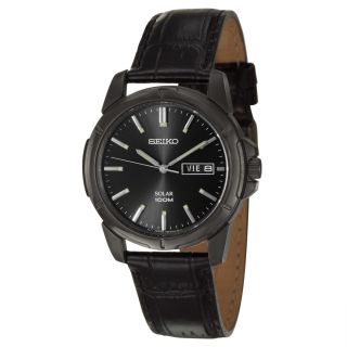 Seiko Mens Solar Black Stainless Steel Watch Today $109.99
