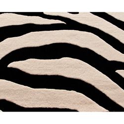 Handmade Alexa Modern Zebra Wool Rug (5 x 8)