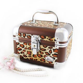 Jacki Design Brown Pin Up Cheetah Train Case Manicure/ Jewelry