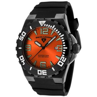 Swiss Legend Mens Expedition Orange Dial Black Silicon Watch